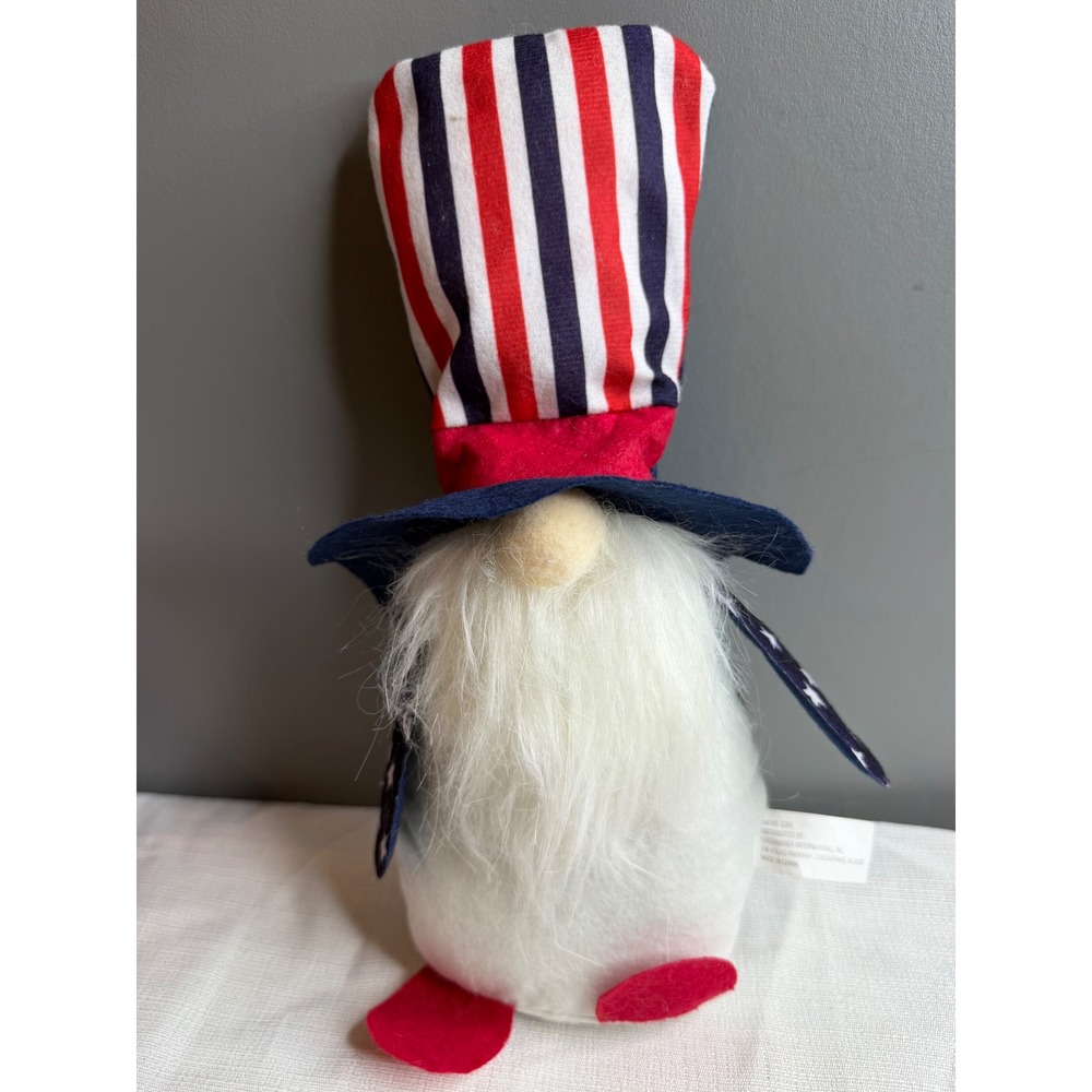 Patriotic Plush Gnome Americana Red White Blue Striped Hat Decor 344187 2305